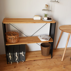 天然木とアイアンの大きなラック / W100×H90×D30 / リビング 食器棚 陳列棚  什器 / 完成品 2枚目の画像