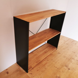 天然木とアイアンの大きなラック / W100×H90×D30 / リビング 食器棚 陳列棚  什器 / 完成品 6枚目の画像