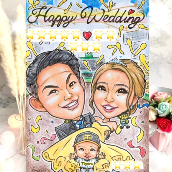 似顔絵オーダー ウェルカムボード 結婚祝い 結婚式 受付 似顔絵オーダー ウェルカムボード 結婚祝い 結婚式 受付