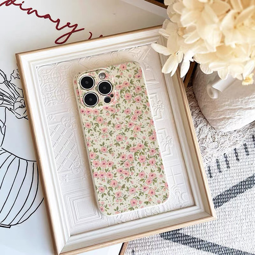 可愛い ピンク 花柄 スマホケース/iPhone17/iPhone16/iPhone15