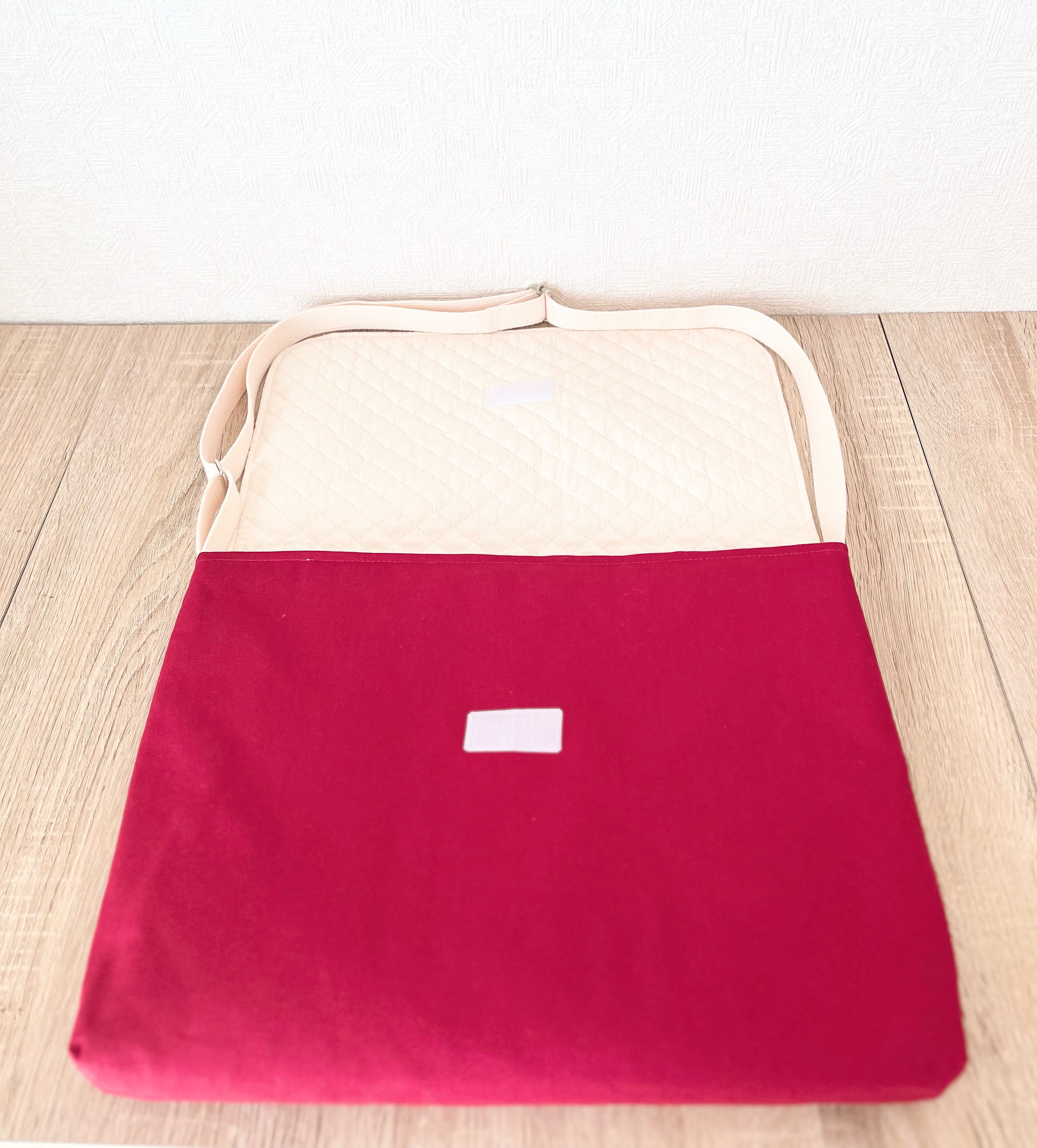 図書袋　クレヨンカラーフラワー･ローズレッド×レッド