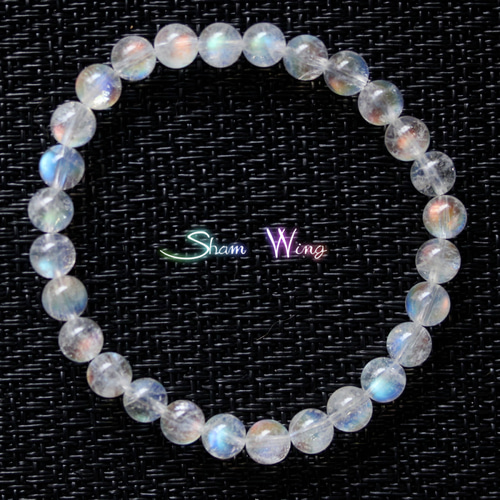 再販□超高品質レインボームーンストーン約6.1～6.3mm前後ブレスレット  