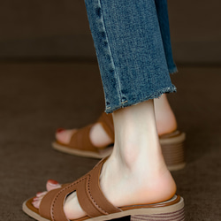 人気のサンダルをすっきりシルエットにフラットサンダル ミュール サンダル ストラップサンダル 履きやすい 木目調 旅行 14枚目の画像