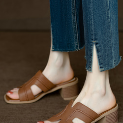 人気のサンダルをすっきりシルエットにフラットサンダル ミュール サンダル ストラップサンダル 履きやすい 木目調 旅行 13枚目の画像