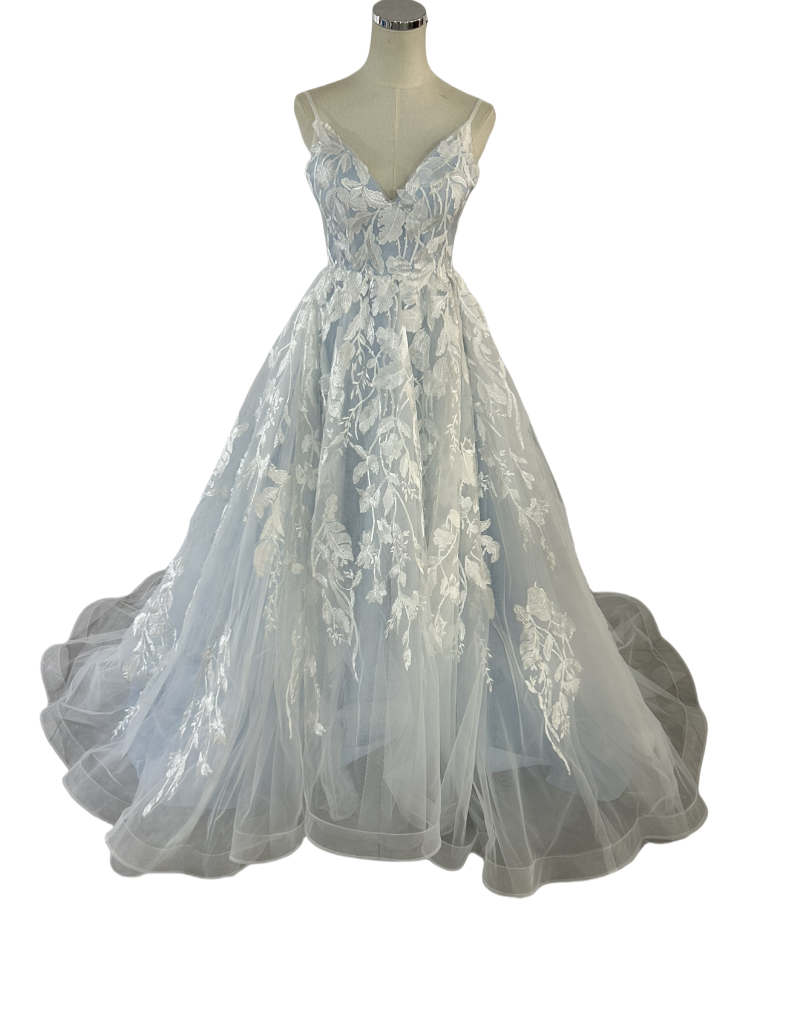 レース ウエディングドレス 背中見せ Vネック キャミソール トレーン