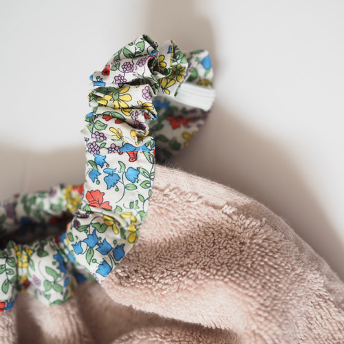 おりこうエプロン リバティ くすみピンク オーガニックコットン 1重  