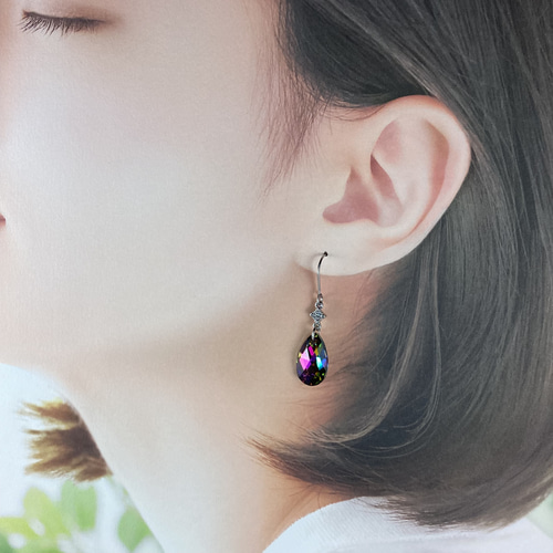 Swarovski #6106、16mmしずくピアス〜ヴィトレイルミディアム ピアス
