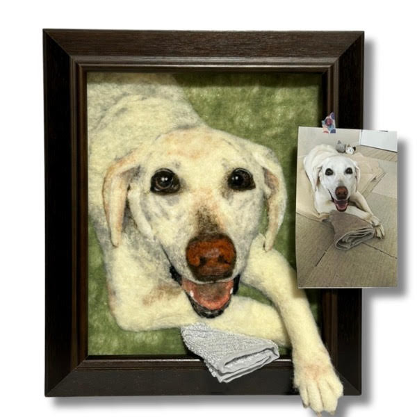 【受注制作】おててにぎにぎ・うちのこそっくりフェルトアートフレーム(L)