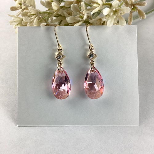 new！スワロフスキーライトローズミル打ち1粒ピアス イヤリング new！スワロフスキーライトローズミル打ち1粒ピアス イヤリング - メルカリ