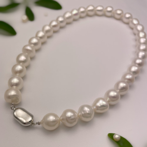 ホワイトカラー淡水パールネックレス（シルバー925クラスプ留め具使用
