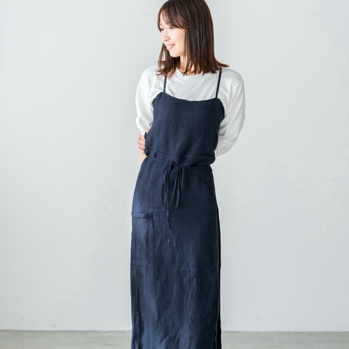 リネン素材 エプロンワンピース・2way(巻きスカート) その他