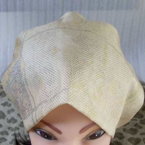難有難隠し帽子 31*63㌢ 抽象紋様 キャップ 室内帽子 シルク 着物