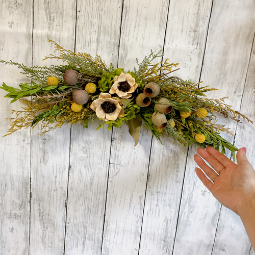 壁掛けスワッグ スワッグ 54cm プリザーブドフラワー MUM FLOWERS 通販