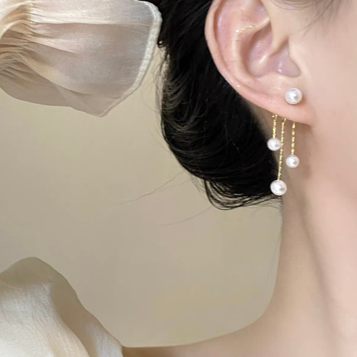 高級】淡水真珠 2wayピアス k18 ピアス（スタッド・一粒） パール  