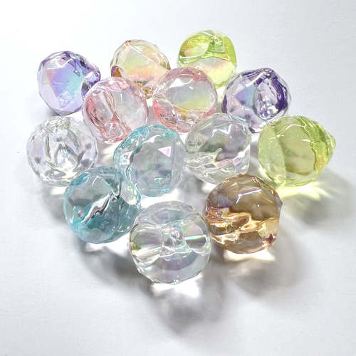 19mm クリア4個】 高級オーロラ加工 多面カット しゃぼん玉のような鈴