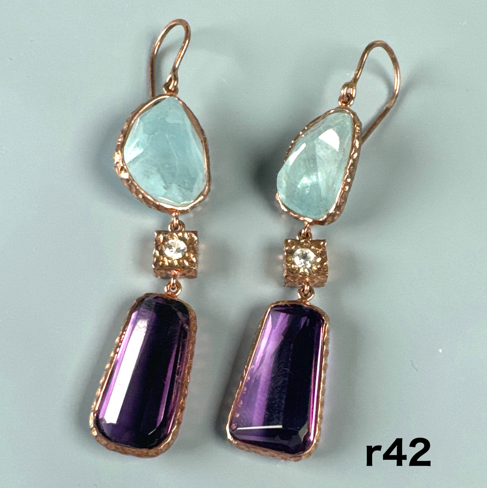 アクアマリン アメジスト サファイア ピアス r42