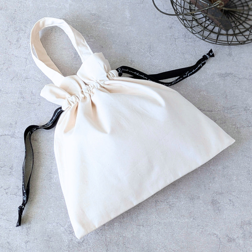 英字リボンの軽い巾着バッグ 人気韓国風シンプルバッグ A4トート