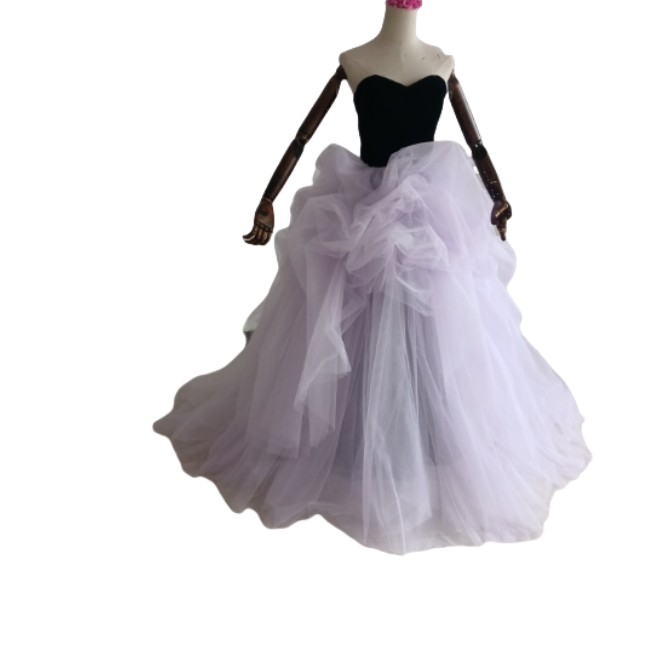 カラードレス ベアトップ 編み上げ オーキッド フレアスカート  結婚式 前撮り