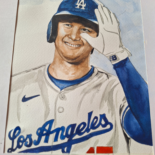 水彩画 ドジャース大谷翔平 絵画 makochin 通販 17907647