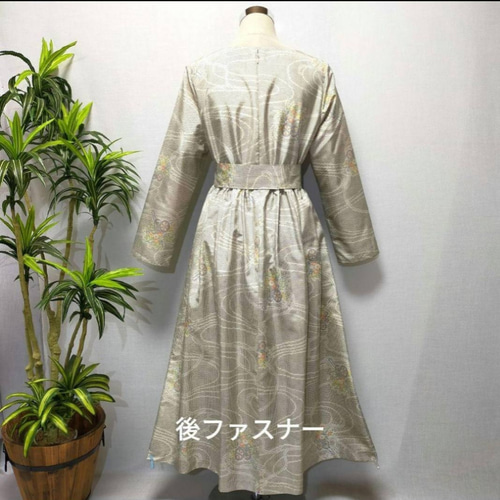 着物リメイク ワンピース 2WAY 花柄 ギャザー 大人かわいい