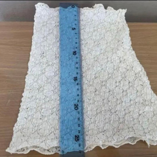 ロングタイプ生成り色ホワイト花柄シングルウェーブ手作りネック  