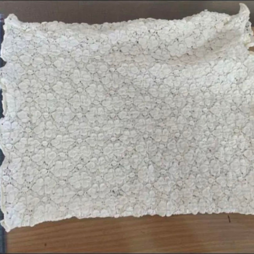 ロングタイプ生成り色ホワイト花柄シングルウェーブ手作りネック  