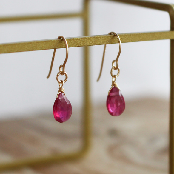 14kgfガーデンクォーツ・ルビー・スピネル・サファイアピアス/イヤリング 14kgfガーデンクォーツ・ルビー・スピネル・サファイアピアス