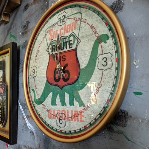 アメリカンガレージ Sinclair DINO ROUTE66 壁掛け時計 ルート66 アメリカンガレージ Sinclair DINO ROUTE66 壁掛け時計 ルート66