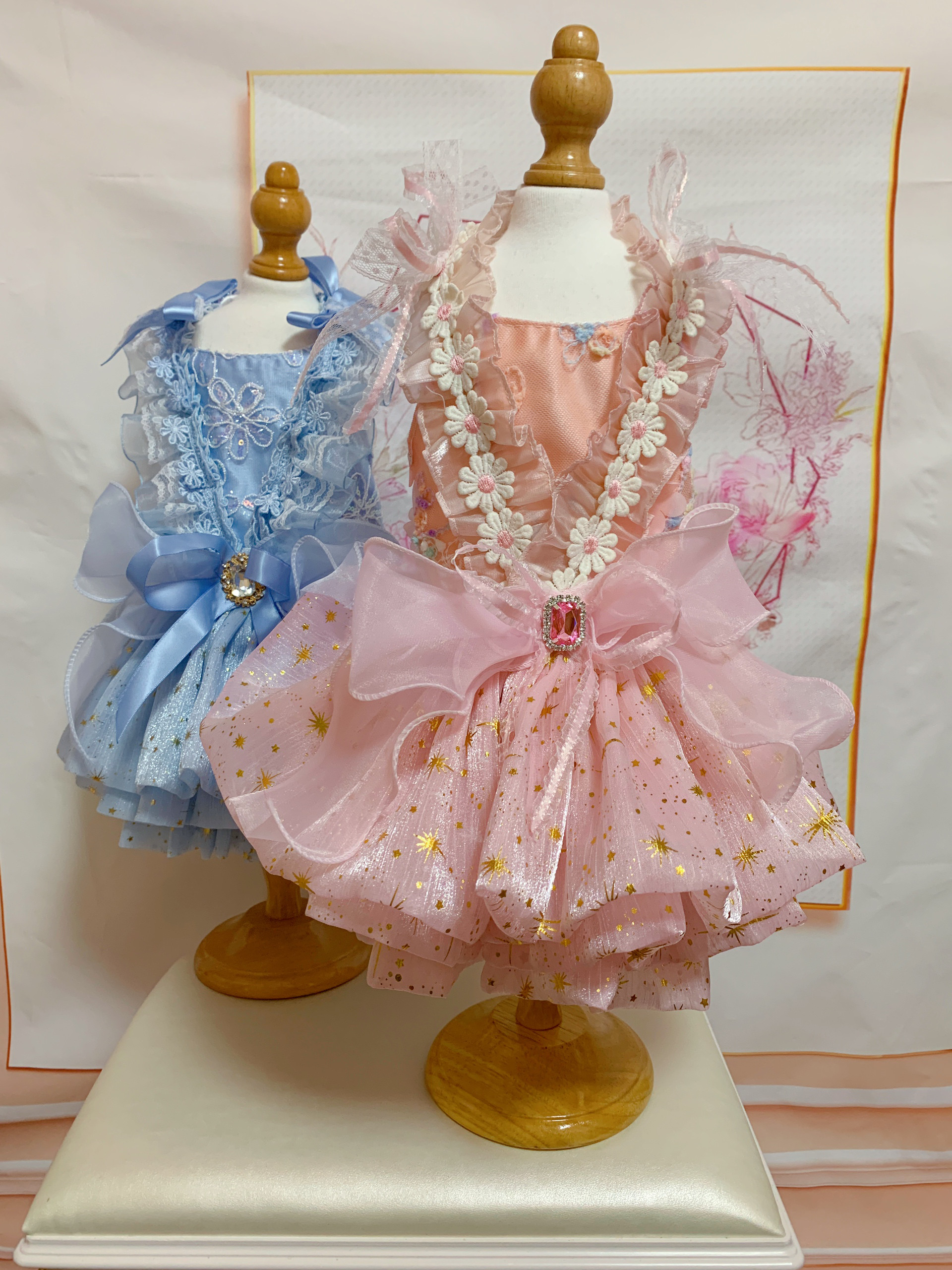 犬猫うさちゃん服　七夕スペシャルお星様ドレス〜ピンク