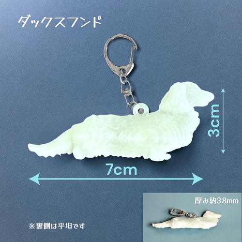 SALE中】蓄光キーホルダー 8犬種 半透明蓄光樹脂製 キーホルダー 樹脂