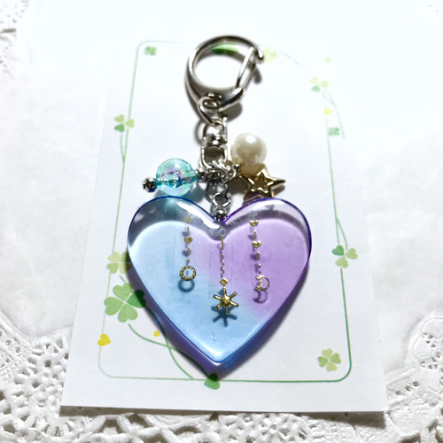 ハート キーホルダー チャーム レジン ハンドメイド チャーム 宇宙堂