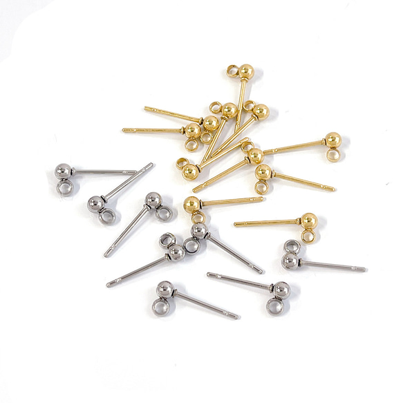 ese73-1-1 [10 件] 豎環（內徑約 1.8 毫米）約 3 毫米球形耳環配件 18KGP 第5張的照片