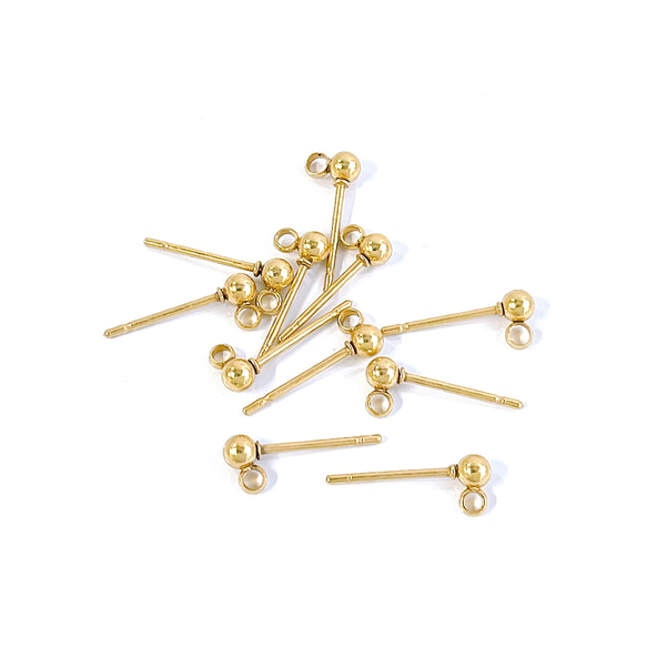 ese73-1-1 [10 件] 豎環（內徑約 1.8 毫米）約 3 毫米球形耳環配件 18KGP 第2張的照片
