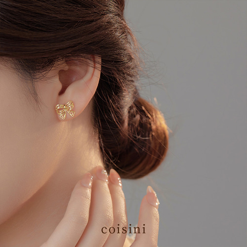 新版 ハートリボンピアス silver925 ミニピアス 小ぶり 小さめ アクセサリー