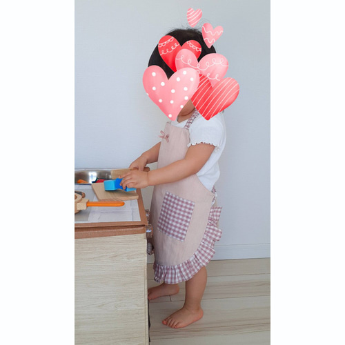 再販×2】フリルたっぷり1人で着られるキッズエプロン #ノー