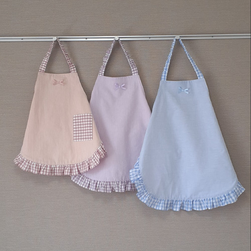 再販×2】フリルたっぷり1人で着られるキッズエプロン #ノー