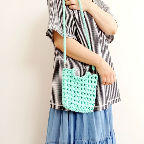 Tシャツヤーンミニショルダーバッグ(オレンジ） ショルダーバッグ