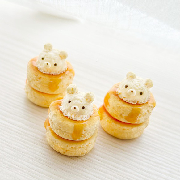 ミニチュア】クマさんのバニラアイス添えパンケーキ【フェイクスイーツ 