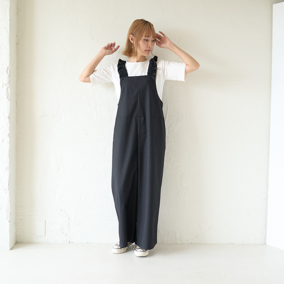 ﾓﾘﾉｶﾞｯｺｳ フリーサイズ 大人かわいい♡フリルサロペットパンツ (ブラック)｜mg-sp03-bk 15枚目の画像