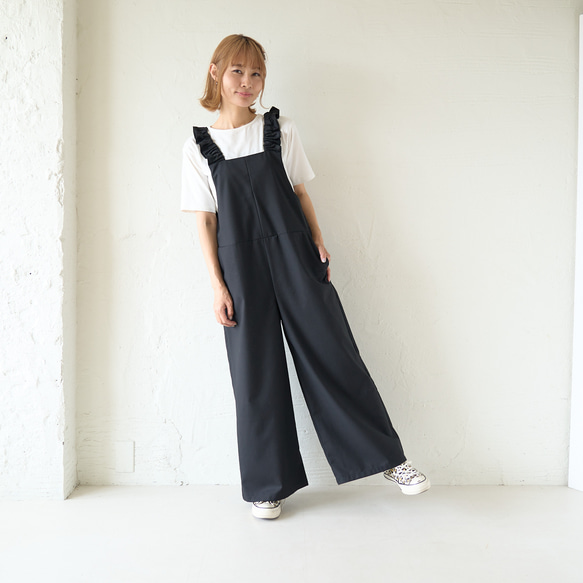 ﾓﾘﾉｶﾞｯｺｳ フリーサイズ 大人かわいい♡フリルサロペットパンツ (ブラック)｜mg-sp03-bk 13枚目の画像