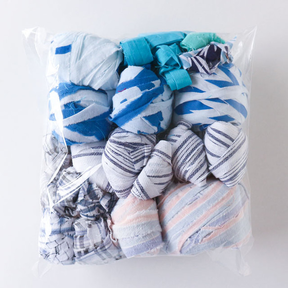 裂き布アソート】お得なブルー系MIX 300g_37 はぎれ saccora-さっこら