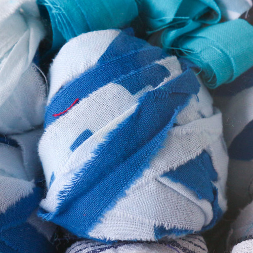 裂き布アソート】お得なブルー系MIX 300g_37 はぎれ saccora-さっこら