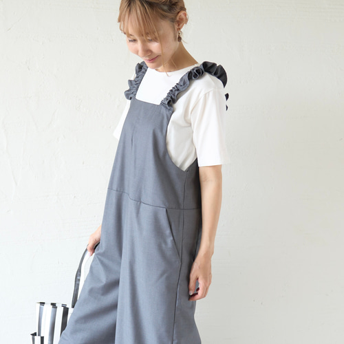 ﾓﾘﾉｶﾞｯｺｳ フリーサイズ 大人かわいい♡フリルサロペットパンツ