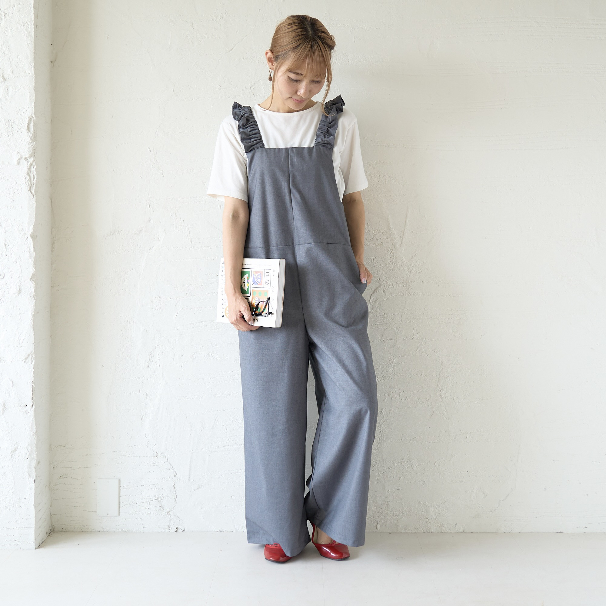 sowaリネンサロペット フリル リボン sowaリネンサロペット フリル リボン