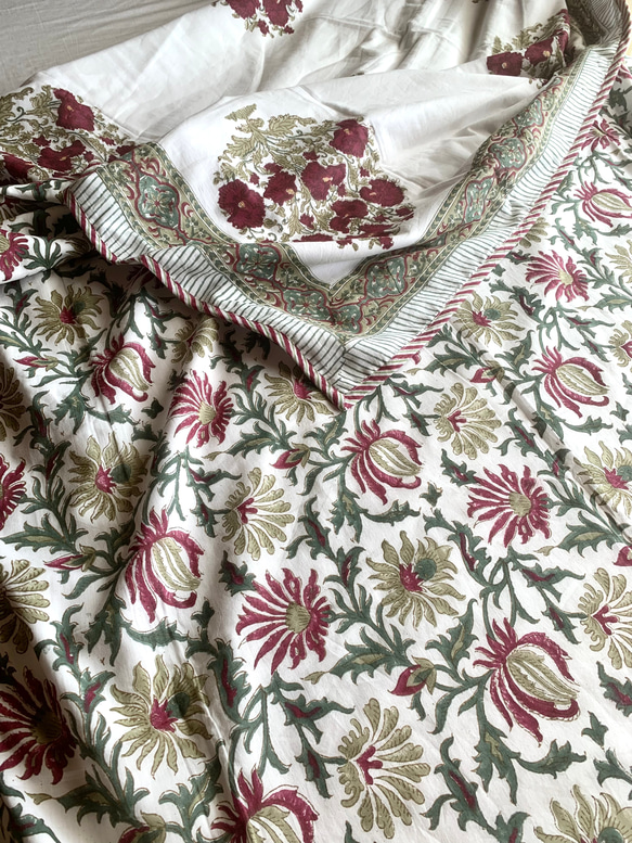 インド綿 ブロックプリント ドハールケット 肌掛け 