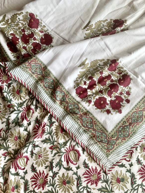 インド綿 ブロックプリント ドハールケット 肌掛け 