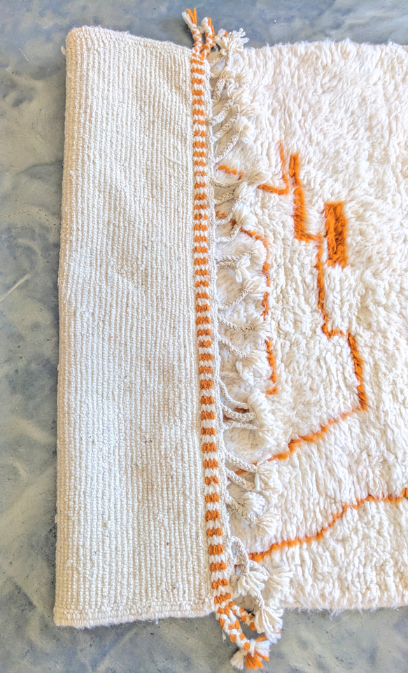 本物のベニワレンラグ-No11 116×173　モロッコ　オレンジ　カーペット　絨毯 