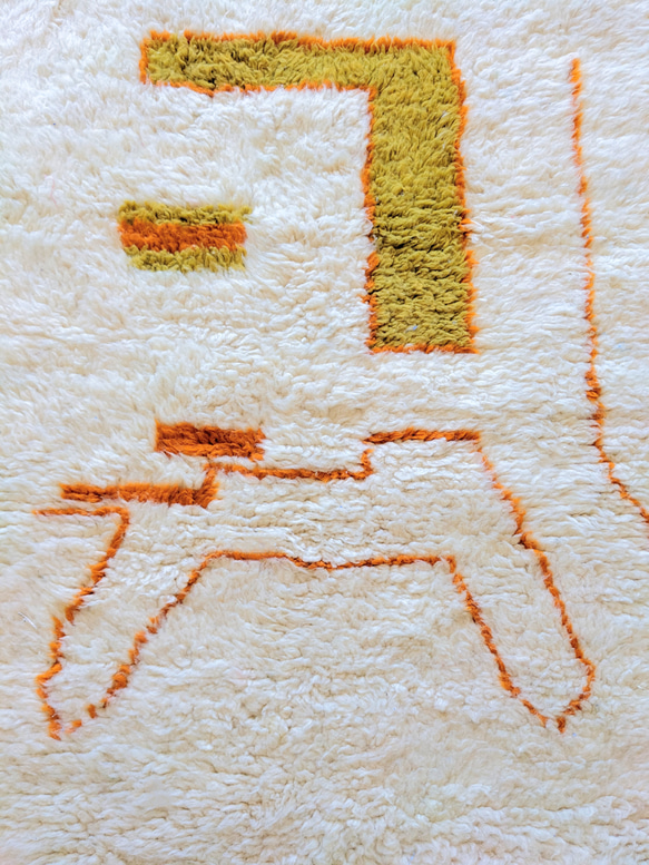 本物のベニワレンラグ-No11 116×173　モロッコ　オレンジ　カーペット　絨毯 