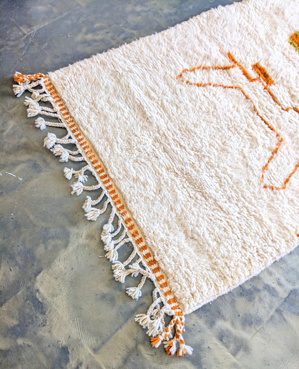 本物のベニワレンラグ-No11 116×173　モロッコ　オレンジ　カーペット　絨毯 