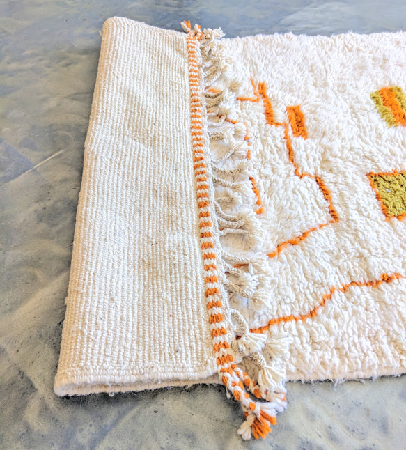 本物のベニワレンラグ-No11 116×173　モロッコ　オレンジ　カーペット　絨毯 